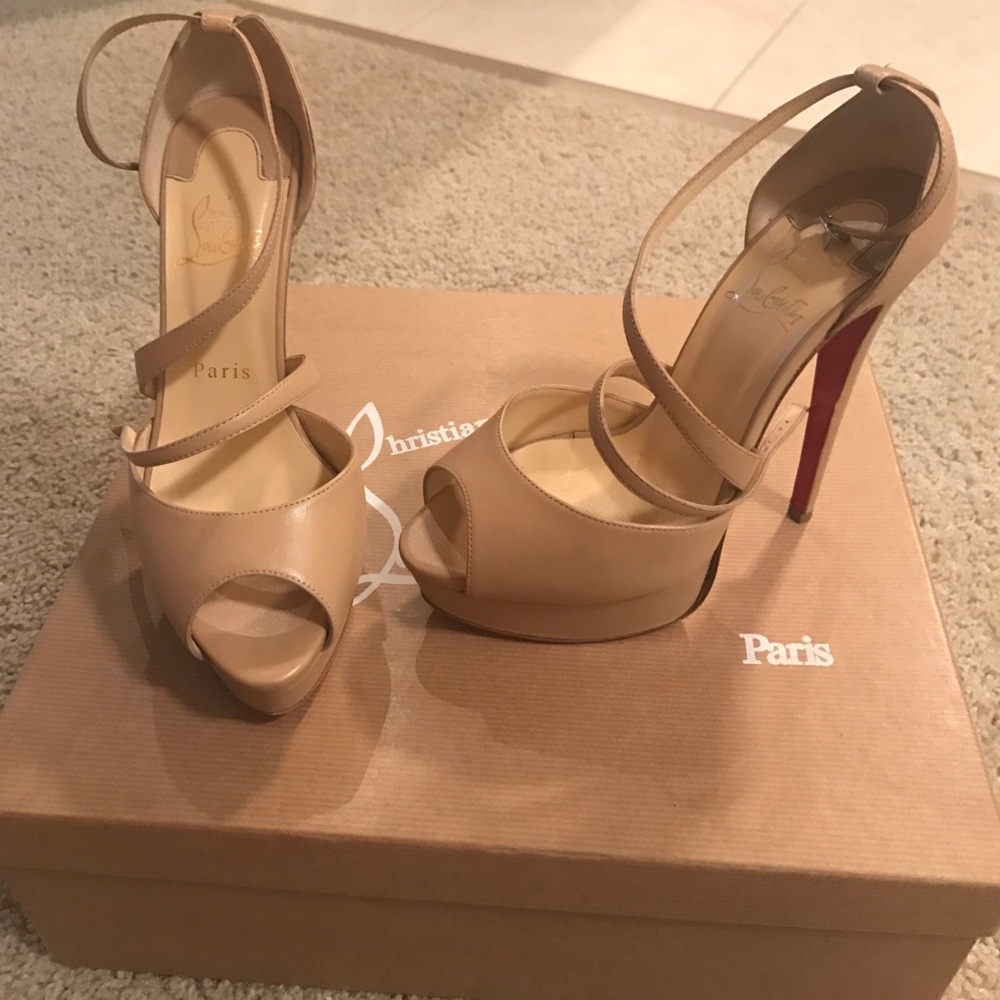 Christian Louboutin Cross Me Nude Heels